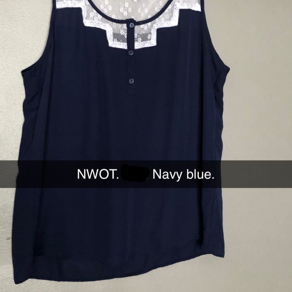 Navy/Lace Tank - Picture 2 of 2
